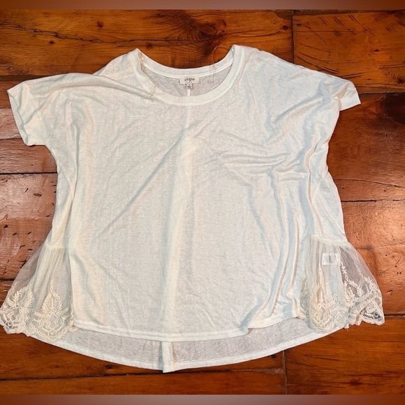 Umgee oversized trapeze swing top cream off white crochet side women’s small - Picture 1 of 7